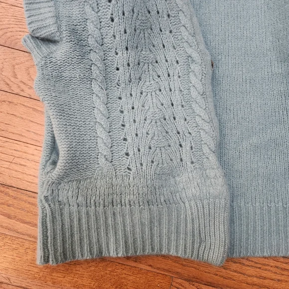Women's Teal Button Up Woolen Angora Sweater w/ Pockets By Free People sz. Small - Picture 14 of 16